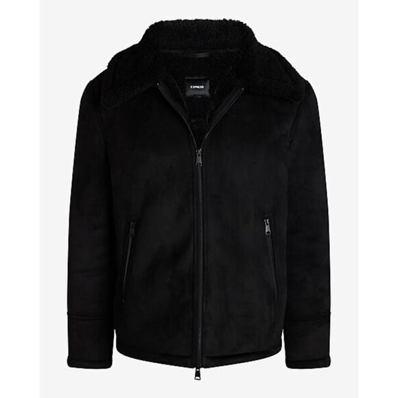 EXPRESS NWT Sherpa Lined Faux Suede Jacket XS MSRP $278 - Picture 1 of 7
